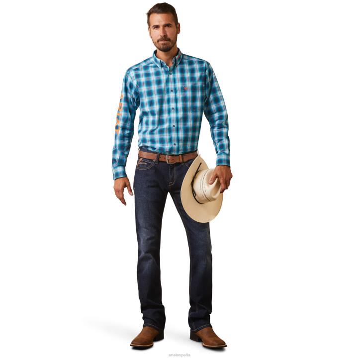 camiseta ajustada del equipo pro series sean Ariat hombres verde azulado tapas 044J1330