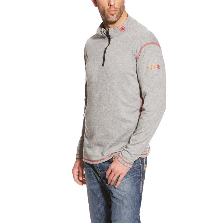 fr polartec 1/4 cremallera superior Ariat hombres gris claro tapas 044J879