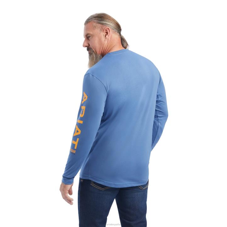 logotipo de trabajador de barras de refuerzo Ariat hombres azul marino jaspeado/naranja armadura tapas 044J903