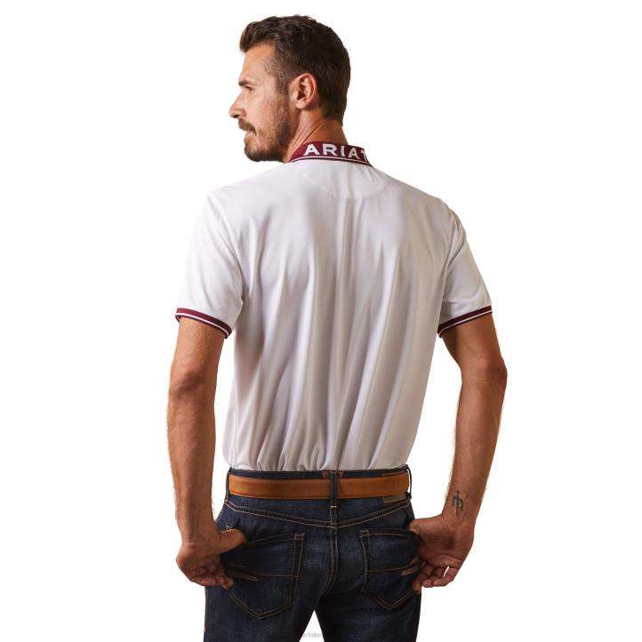 polo ajustado con logo Ariat hombres blanco tapas 044J727
