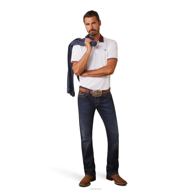 polo ajustado con logo Ariat hombres blanco tapas 044J727