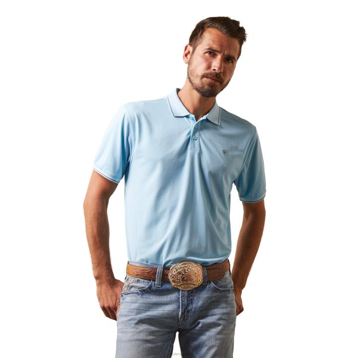 polo ajustado con logo Ariat hombres cielo azul tapas 044J828