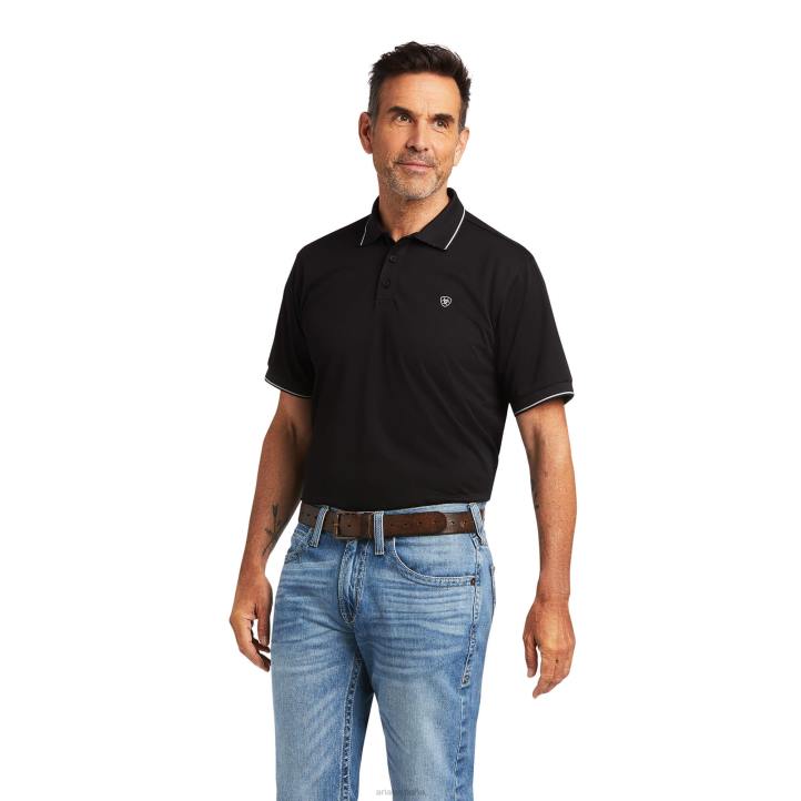 polo ajustado con logo Ariat hombres negro tapas 044J613