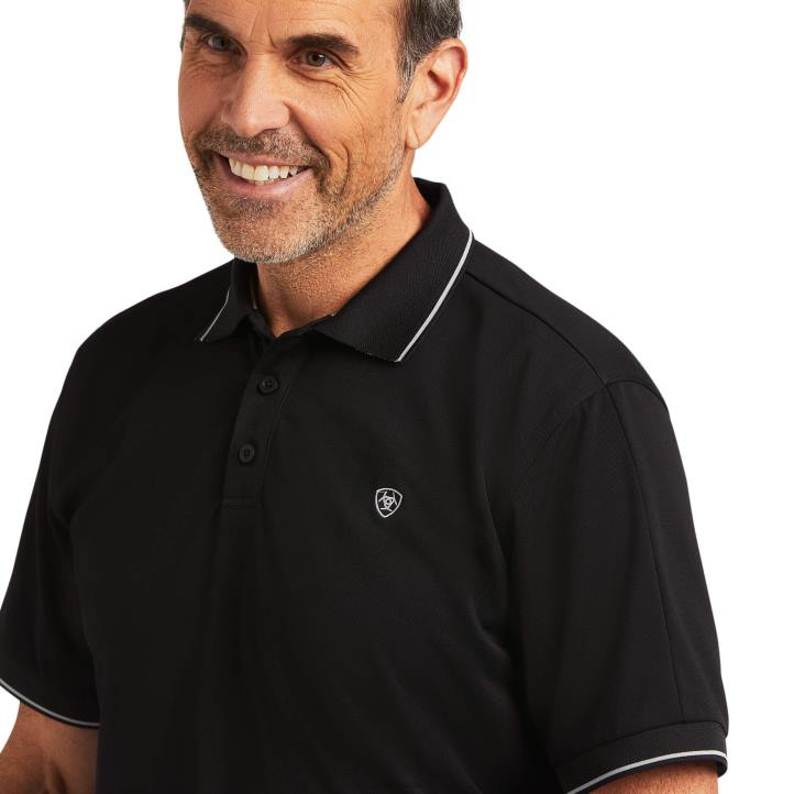polo ajustado con logo Ariat hombres negro tapas 044J613