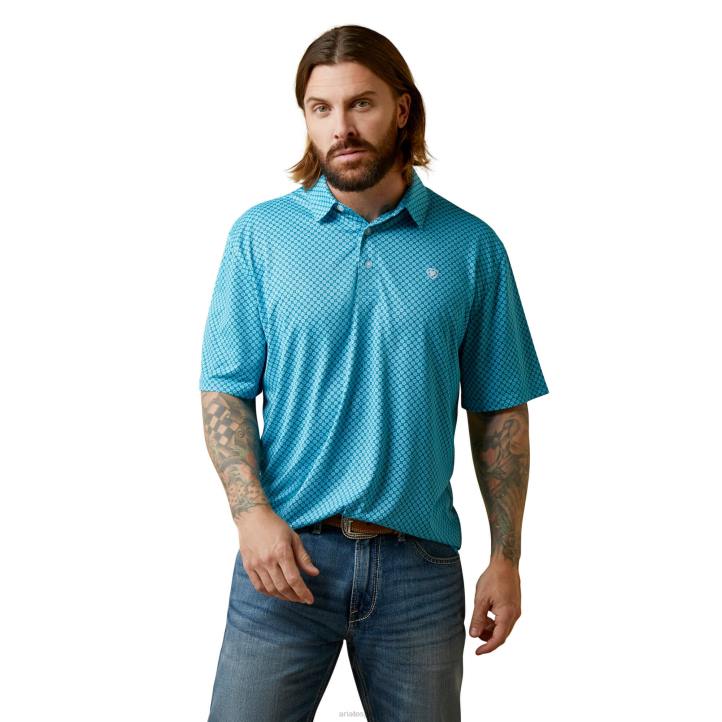 polo con estampado integral Ariat hombres azul eléctrico tapas 044J562