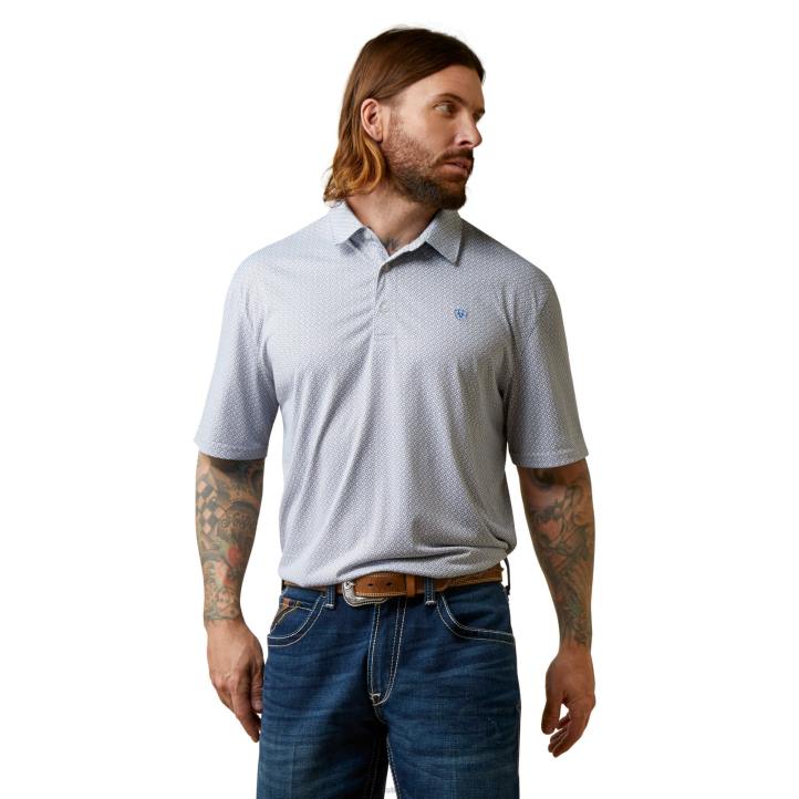 polo con estampado integral Ariat hombres gris medio tapas 044J593