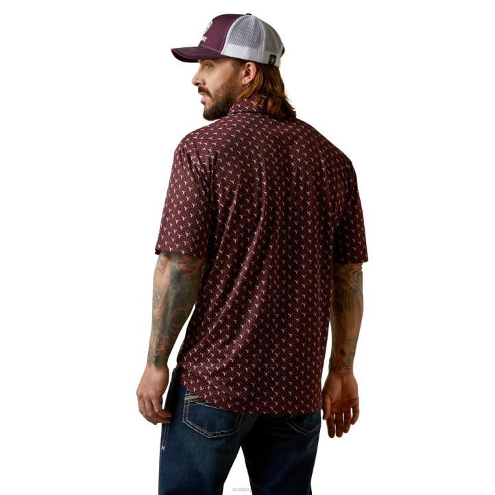 polo con estampado integral Ariat hombres malbec tapas 044J553