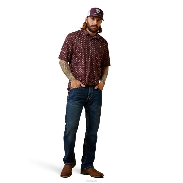 polo con estampado integral Ariat hombres malbec tapas 044J553