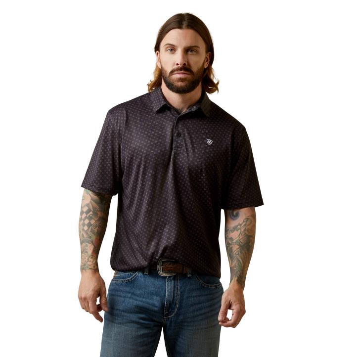 polo con estampado integral Ariat hombres negro tapas 044J567