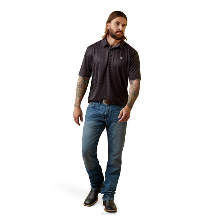 polo con estampado integral Ariat hombres negro tapas 044J567