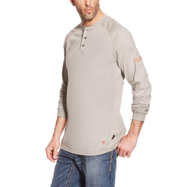 top henley Ariat hombres zorro plateado tapas 044J884