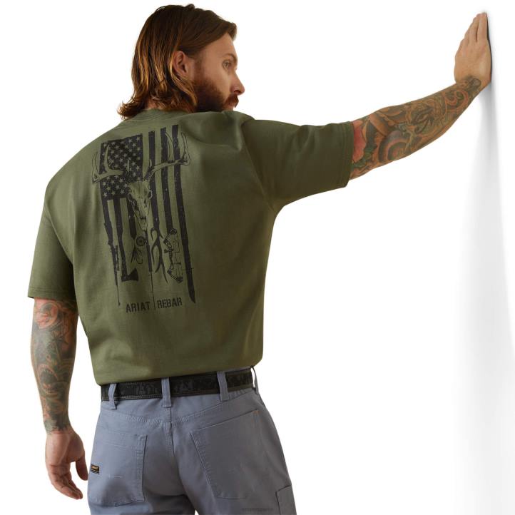 Camiseta Rebar Cottonstrong American Outdoors Ariat hombres escarabajo tapas 044J556