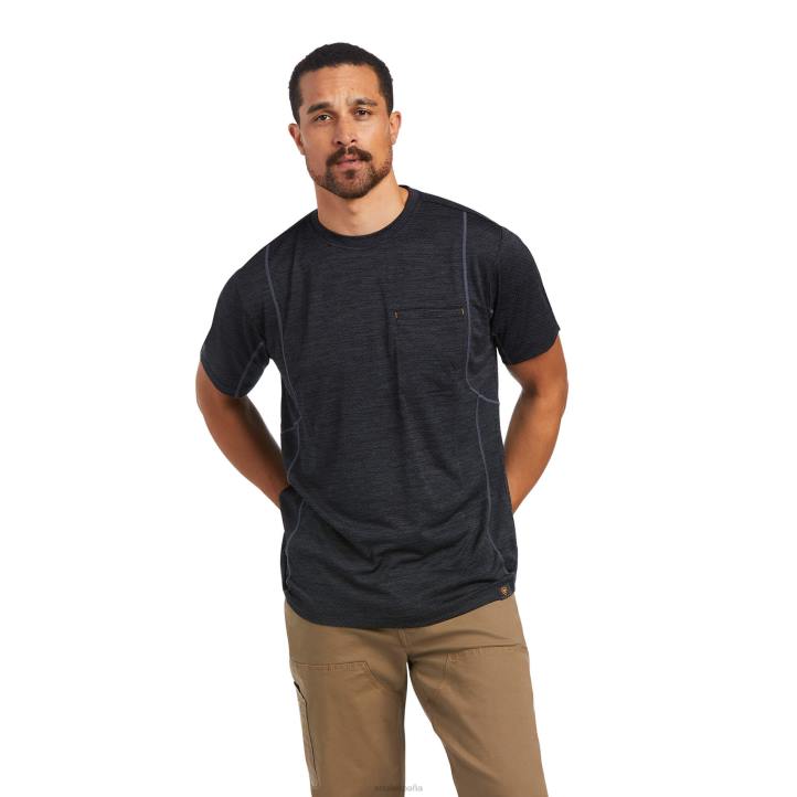Camiseta deportiva Rebar Evolution Ariat hombres negro tapas 044J723
