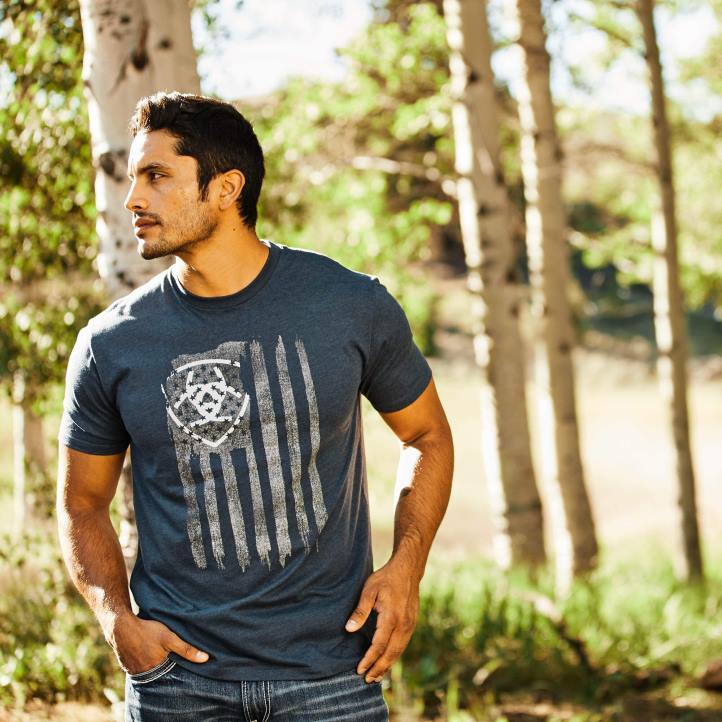 bandera vertical Ariat hombres jaspeado azul marino tapas 044J622