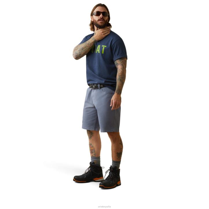 bloque fuerte de algodón con barras de refuerzo Ariat hombres azul marino jaspeado/lima tapas 044J643