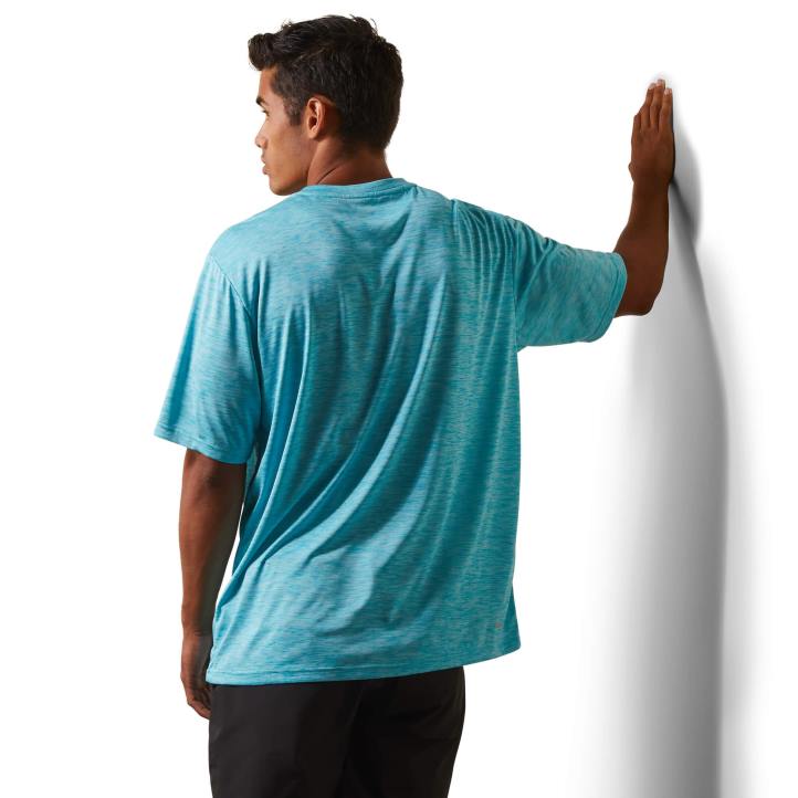 camiseta básica cargador Ariat hombres azul eléctrico tapas 044J901