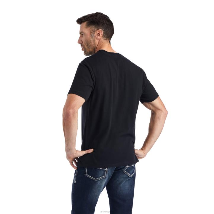 camiseta con bandera Ariat hombres negro tapas 044J676