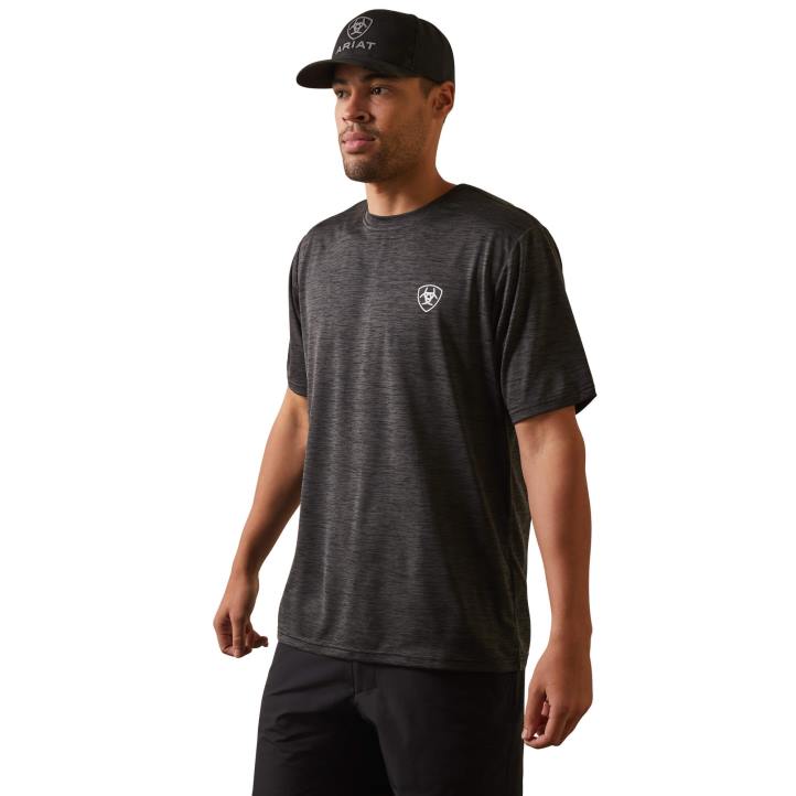 camiseta con escudo orgulloso del cargador Ariat hombres brezo de carbón tapas 044J894