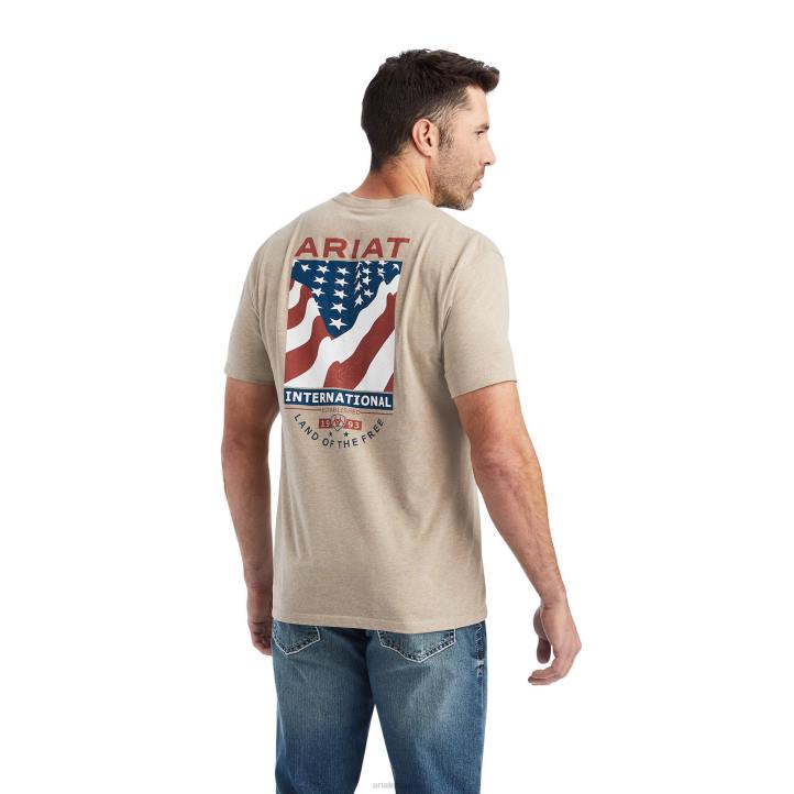 camiseta con flujo de bandera Ariat hombres brezo de avena tapas 044J682
