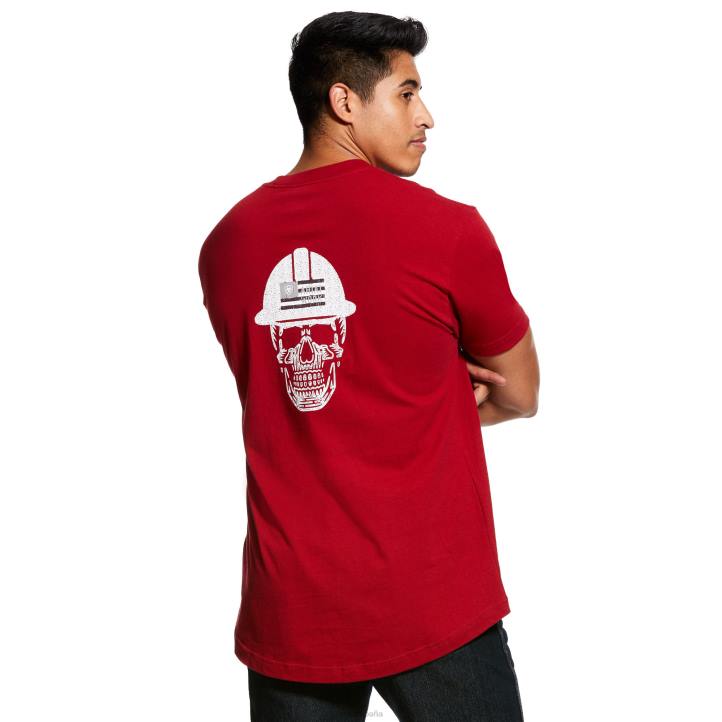 camiseta con gráfico de cuello redondo fuerte de algodón con barras de refuerzo Ariat hombres río rojo tapas 044J691