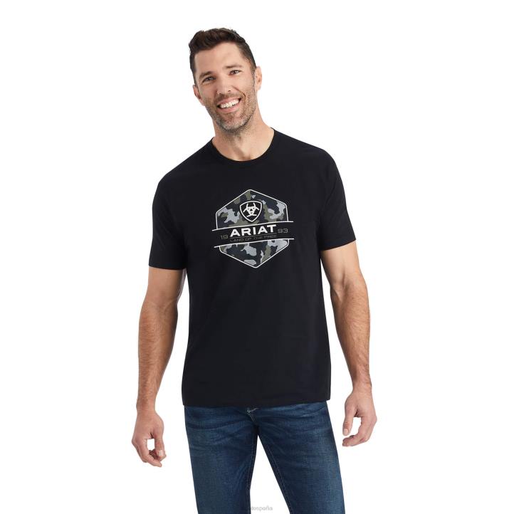 camiseta con insignia de camuflaje Ariat hombres negro tapas 044J772