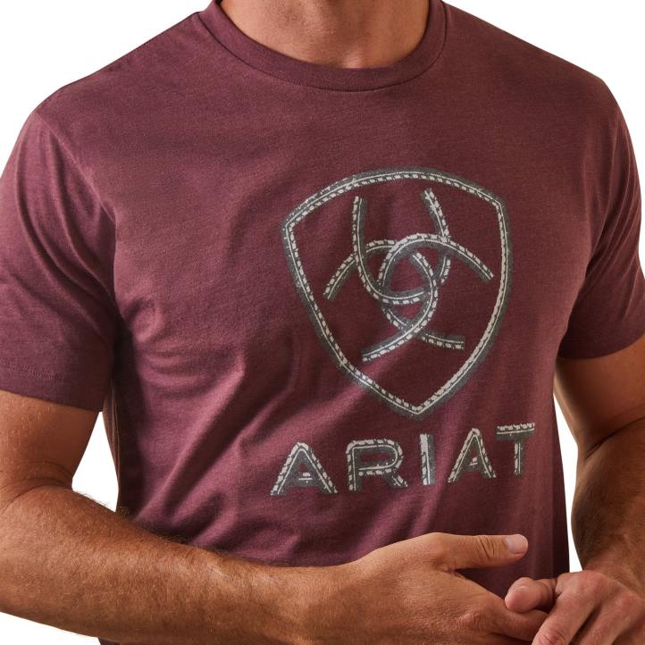 camiseta con logo de barra de acero Ariat hombres brezo burdeos tapas 044J702