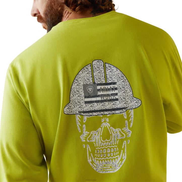 camiseta con logo de calavera fr Ariat hombres lima brillante tapas 044J798