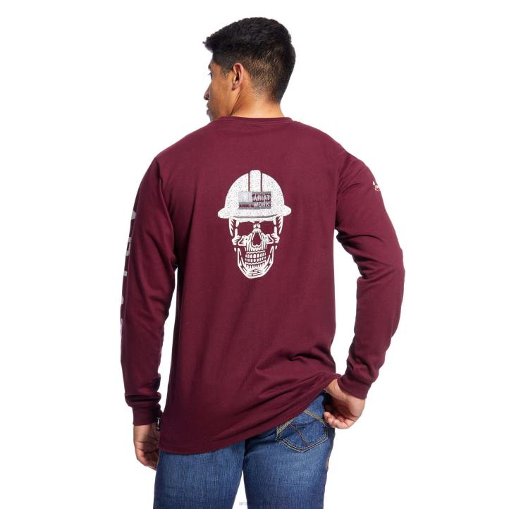 camiseta con logo de calavera fr Ariat hombres malbec tapas 044J788