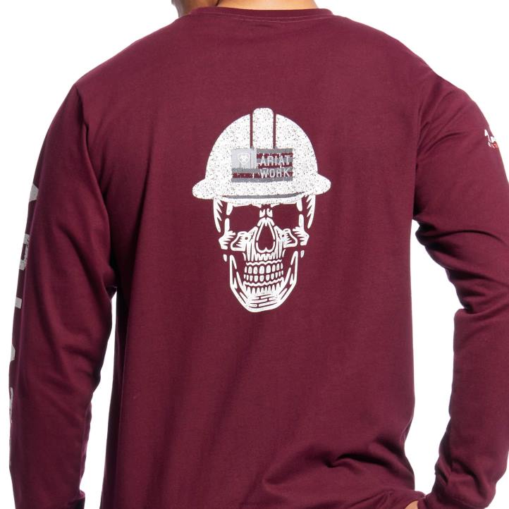 camiseta con logo de calavera fr Ariat hombres malbec tapas 044J788
