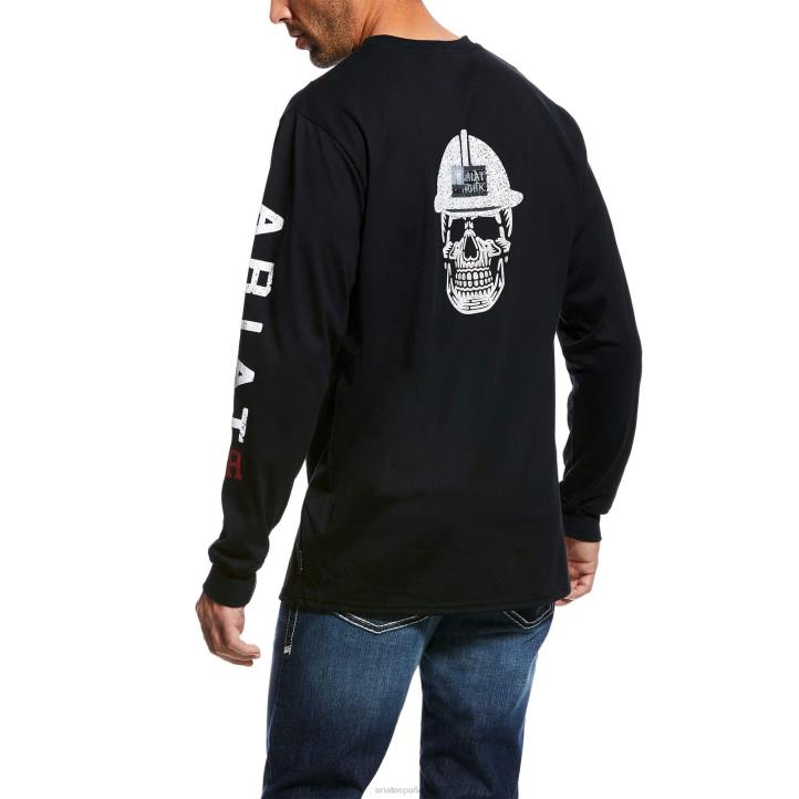 camiseta con logo de calavera fr Ariat hombres negro tapas 044J773