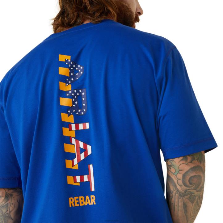 camiseta con logo de trabajador de barras de refuerzo Ariat hombres azul real/ee.uu. tapas 044J602