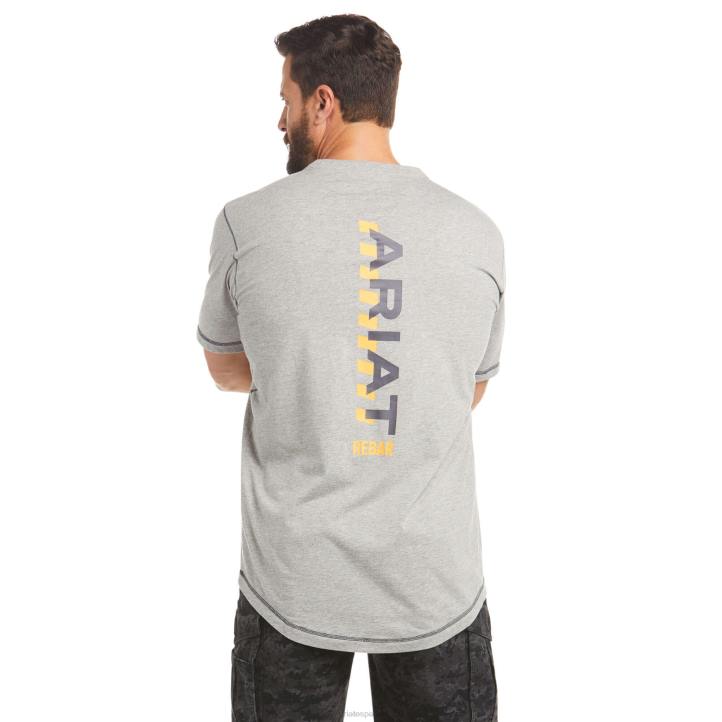 camiseta con logo de trabajador de barras de refuerzo Ariat hombres cuero gris tapas 044J664