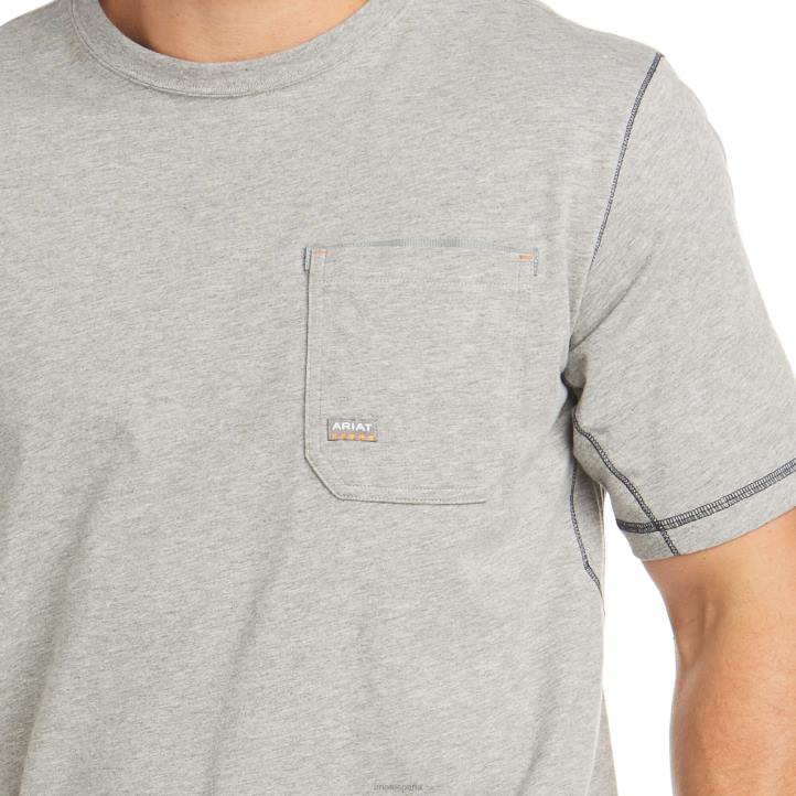 camiseta con logo de trabajador de barras de refuerzo Ariat hombres cuero gris tapas 044J664