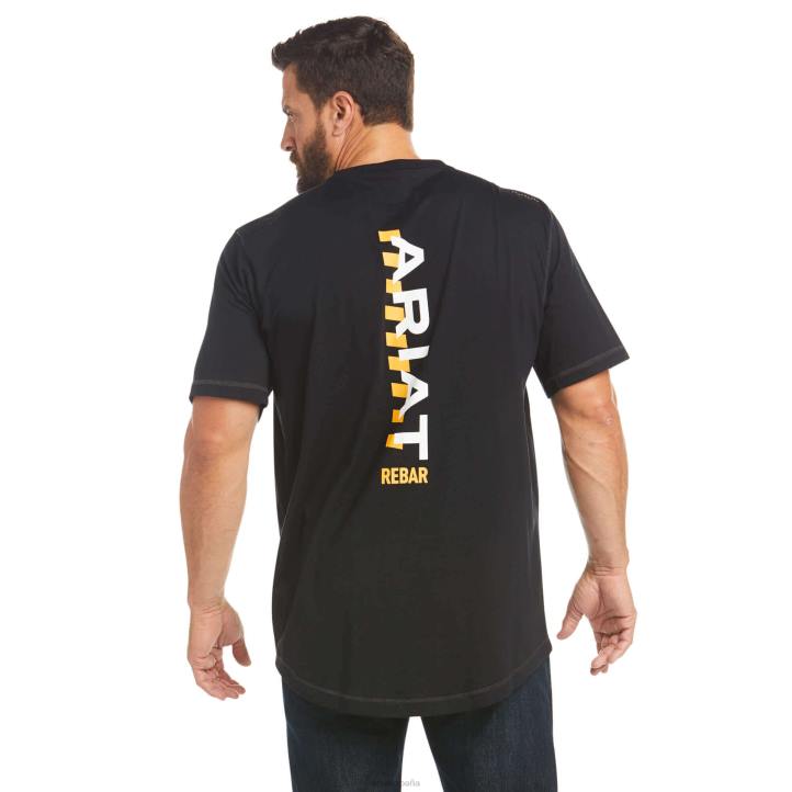 camiseta con logo de trabajador de barras de refuerzo Ariat hombres negro tapas 044J596