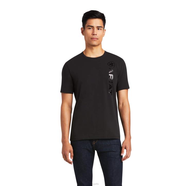 camiseta con logo vertical Ariat hombres negro tapas 044J718