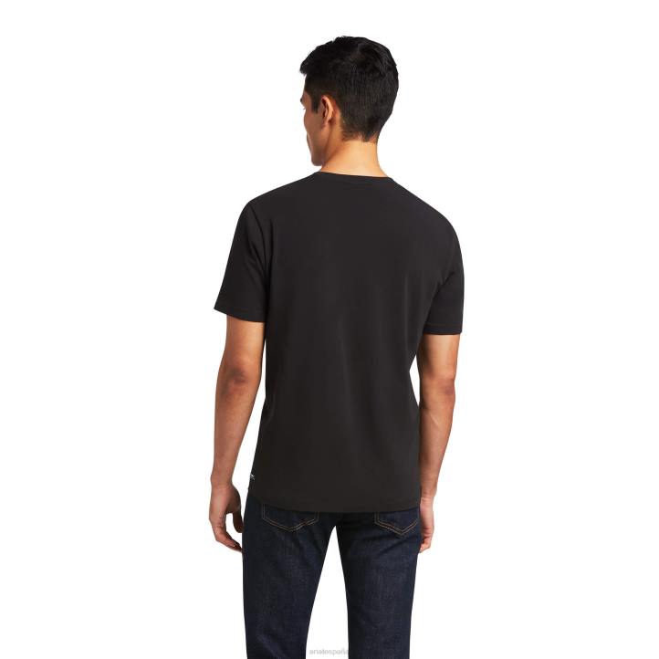 camiseta con logo vertical Ariat hombres negro tapas 044J718