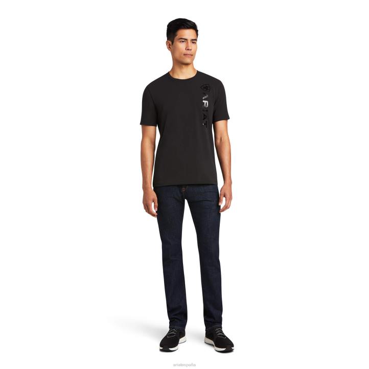 camiseta con logo vertical Ariat hombres negro tapas 044J718
