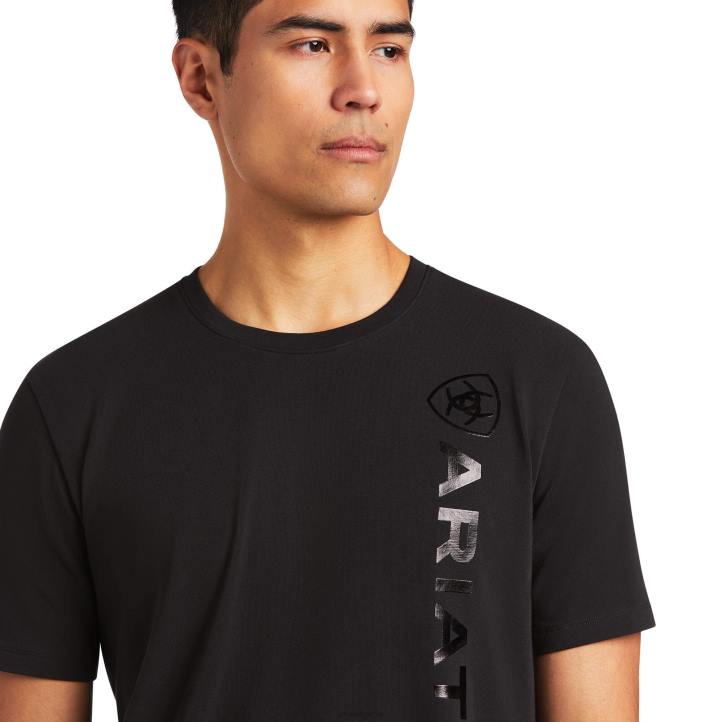 camiseta con logo vertical Ariat hombres negro tapas 044J718