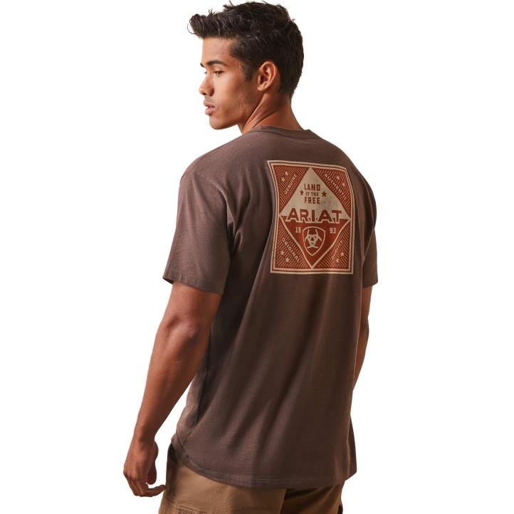camiseta con parche Ariat hombres brezo marrón tapas 044J597