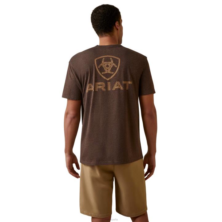 camiseta con punto de escudo Ariat hombres brezo marrón tapas 044J922