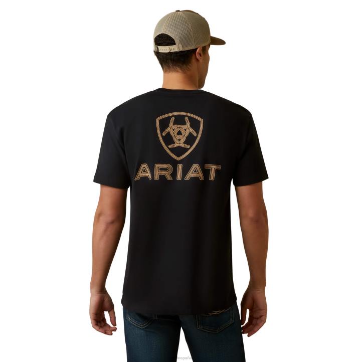 camiseta con punto de escudo Ariat hombres negro tapas 044J715