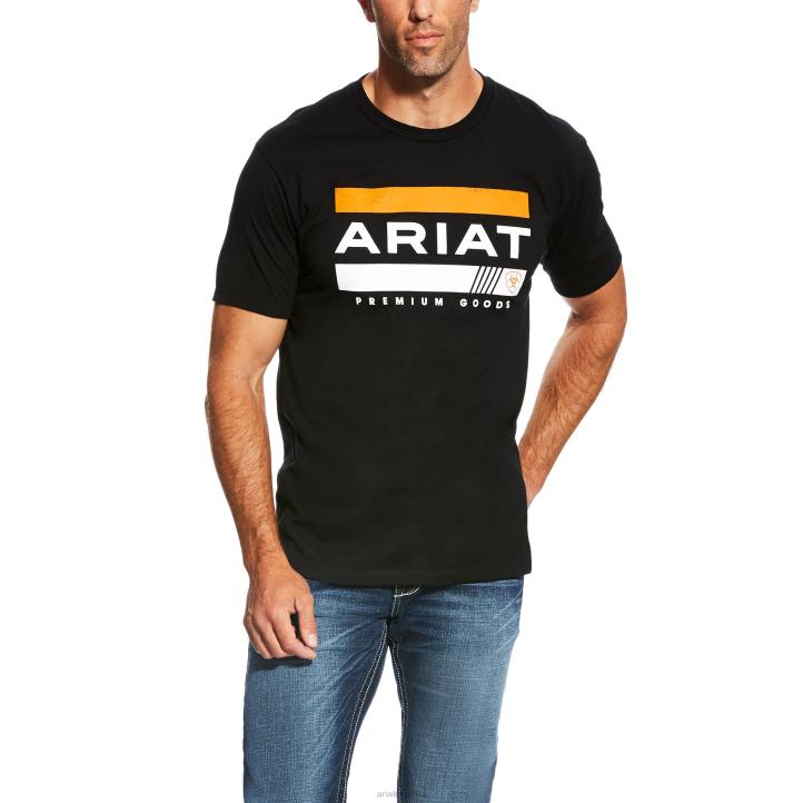 camiseta con rayas de barra Ariat hombres negro tapas 044J660