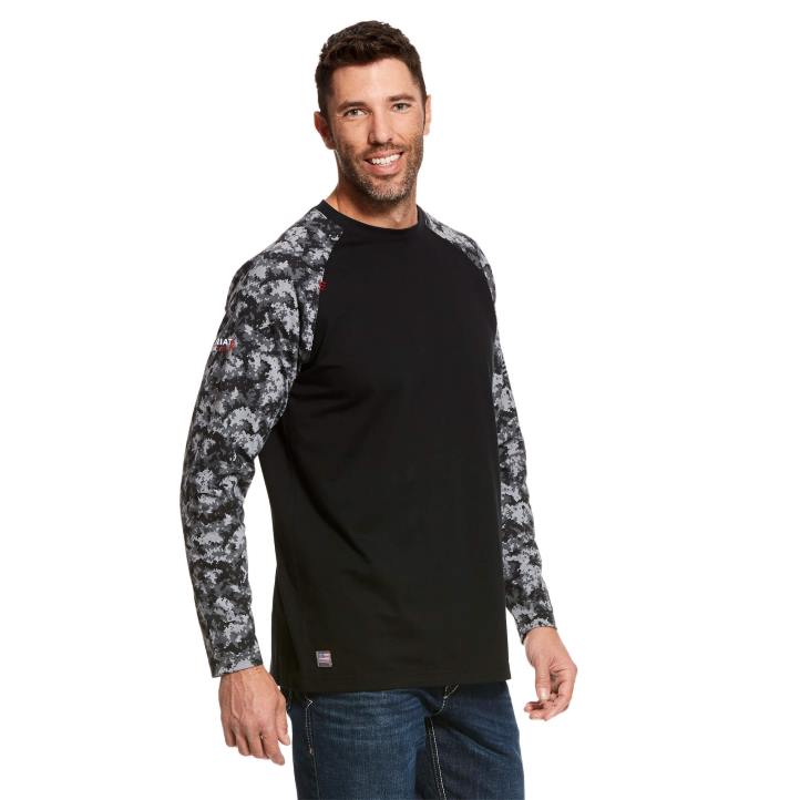camiseta de beisbol Ariat hombres camuflaje digital negro tapas 044J775