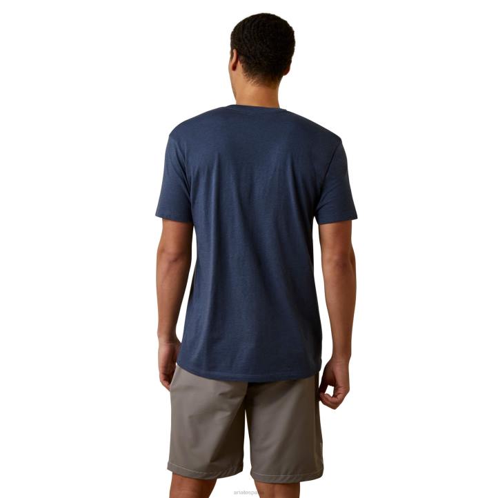 camiseta de calavera de rodeo Ariat hombres jaspeado azul marino tapas 044J926