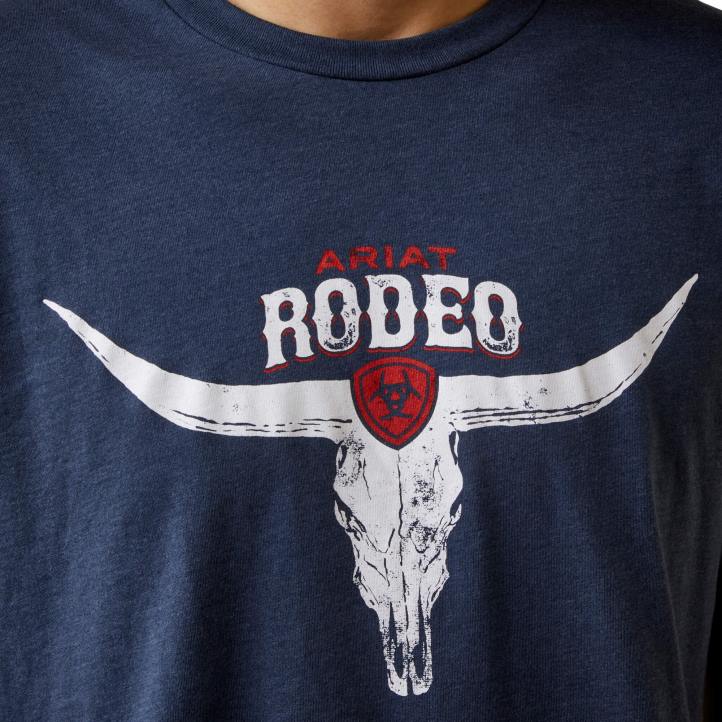 camiseta de calavera de rodeo Ariat hombres jaspeado azul marino tapas 044J926