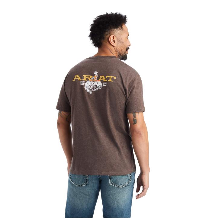 camiseta de cazador de bronc Ariat hombres brezo marrón tapas 044J586