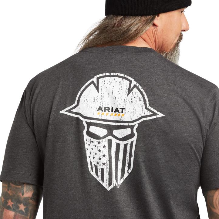 camiseta de cubierta completa de trabajador de barras de refuerzo Ariat hombres brezo de carbón tapas 044J639