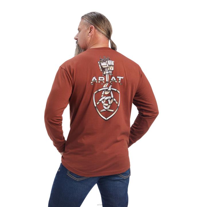 camiseta de levantamiento pesado de barras de refuerzo Ariat hombres caoba cereza tapas 044J866