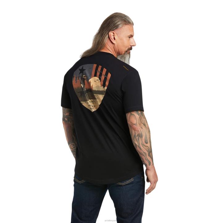 camiseta de perro de trabajo de trabajador de barras de refuerzo Ariat hombres negro tapas 044J706