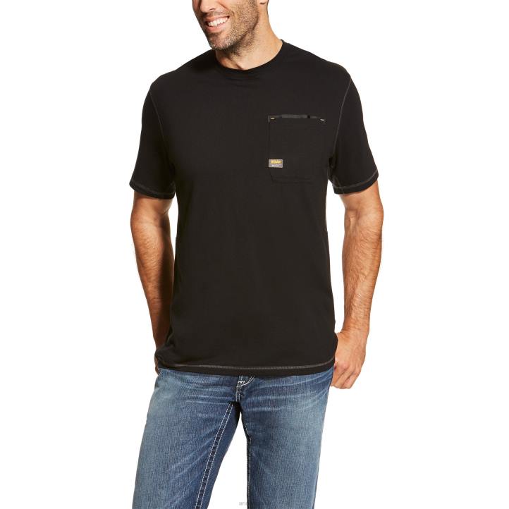 camiseta de trabajador de barras de refuerzo Ariat hombres negro tapas 044J618